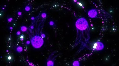 Yeni evren dijital görsel animasyon. Başlıklarda, sunumlarda veya VJ kullanımında kullanmak için ideal döngüsüz renksiz geometrik patlayıcı etkisi görüntüsü. 