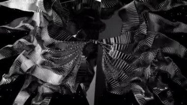 Çelik enerji dijital görsel animasyon. Başlıklarda, sunumlarda veya VJ kullanımında kullanmak için ideal döngüsüz renksiz geometrik patlayıcı etkisi görüntüsü. 