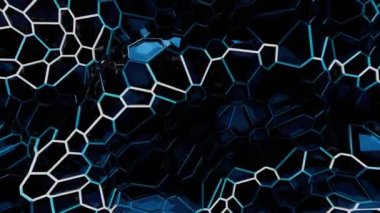 Şebeke dalgası dijital görsel animasyon. Başlıklarda, sunumlarda veya VJ kullanımında kullanmak için ideal döngüsüz renksiz geometrik patlayıcı etkisi görüntüsü. 