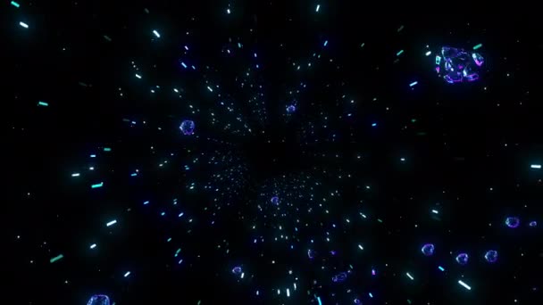 Διαστημική Έκρηξη Ψηφιακής Οπτικής Κίνησης Looped Αδιάλειπτη Αφηρημένη Έγχρωμο Γεωμετρικό — Αρχείο Βίντεο