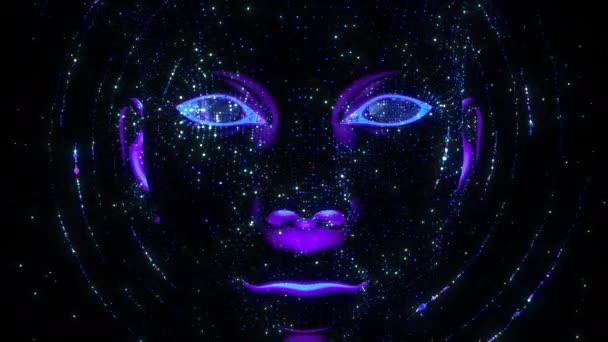 Космічна Дівчина Цифрова Візуальна Анімація Петлі Безшовні Абстрактні Геометричні Вибуховий — стокове відео