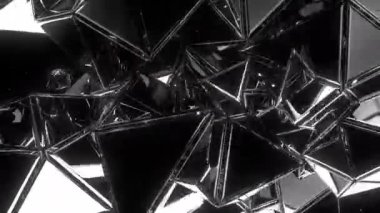 Pulse steel dijital görsel animasyon. Başlıklarda, sunumlarda veya VJ kullanımında kullanmak için ideal döngüsüz renksiz geometrik patlayıcı etkisi görüntüsü. 