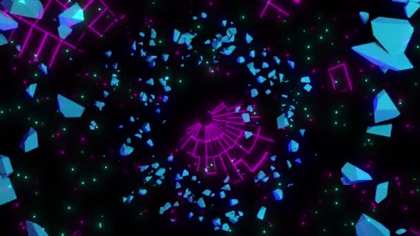 Цифровая Визуальная Анимация Кристального Пространства Цикл Бесшовных Абстрактных Цветных Геометрических — стоковое видео