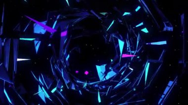 Neo-titreşim dijital görsel animasyon. Başlıklarda, sunumlarda veya VJ kullanımında kullanmak için ideal döngüsüz renksiz geometrik patlayıcı etkisi görüntüsü. 