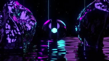 Evrensel çekirdek dijital görsel animasyon. Başlıklarda, sunumlarda veya VJ kullanımında kullanmak için ideal döngüsüz renksiz geometrik patlayıcı etkisi görüntüsü. 