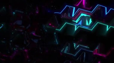 Polygonalium dijital görsel animasyon. Başlıklarda, sunumlarda veya VJ kullanımında kullanmak için ideal döngüsüz renksiz geometrik patlayıcı etkisi görüntüsü. 