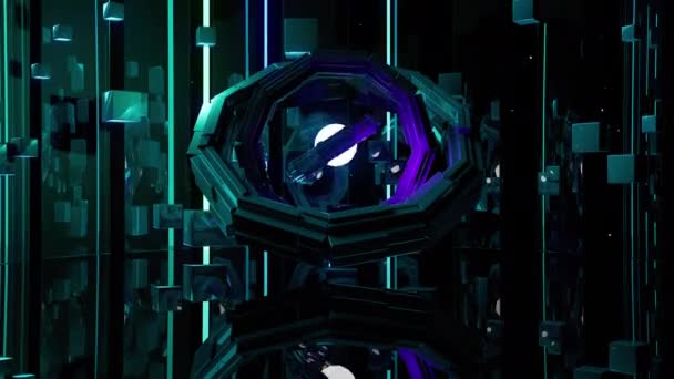 Импульсное Зеркало Цифровой Визуальной Анимации Цикл Бесшовных Абстрактных Цветных Геометрических — стоковое видео