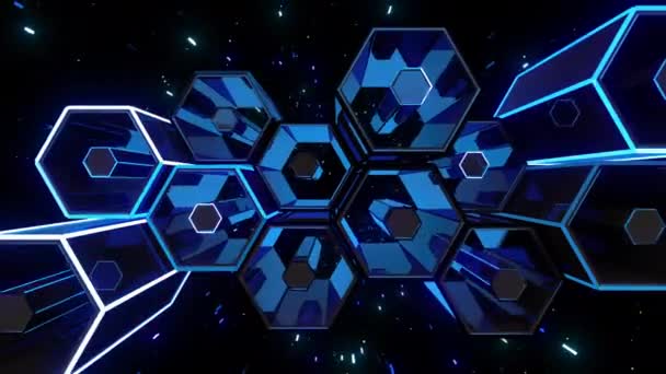 Цифровая Визуальная Анимация Космической Палубы Цикл Бесшовных Абстрактных Цветных Геометрических — стоковое видео