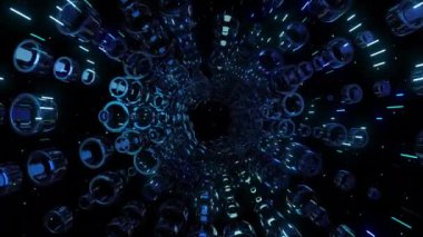 Uydu nabzı dijital görsel animasyon. Başlıklarda, sunumlarda veya VJ kullanımında kullanmak için ideal döngüsüz renksiz geometrik patlayıcı etkisi görüntüsü. 