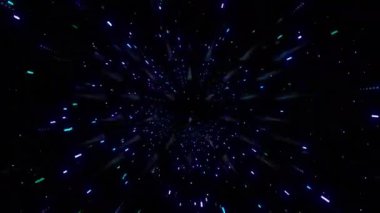 Neon sıçraması dijital görsel animasyon. Başlıklarda, sunumlarda veya VJ kullanımında kullanmak için ideal döngüsüz renksiz geometrik patlayıcı etkisi görüntüsü. 