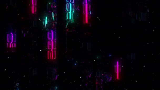 Neonové Pulzující Digitální Vizuální Animace Smyčkové Bezešvé Abstraktní Barevné Záběry — Stock video