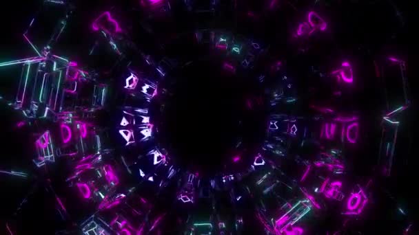 Neon Pulsierende Digitale Visuelle Animation Nahtlose Abstrakte Farbige Geometrische Effekte lizenzfreies Stockvideo