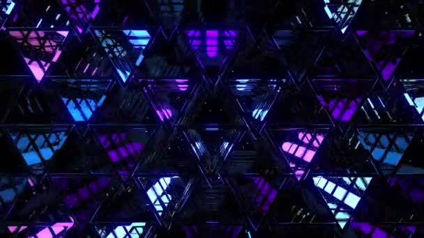 Неоновая Вспышка Цифровой Визуальной Анимации Цикл Бесшовных Абстрактных Цветных Геометрических — стоковое видео