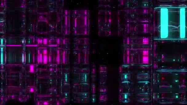 Неоновая Пульсирующая Цифровая Визуальная Анимация Цикл Бесшовных Абстрактных Цветных Геометрических — стоковое видео