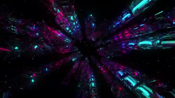 Neon Pulsierende Digitale Visuelle Animation Nahtlose Abstrakte Farbige Geometrische Effekte lizenzfreies Stockvideo