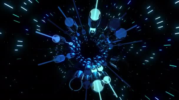 Супутниковий Імпульс Цифрової Візуальної Анімації Петлі Безшовні Абстрактні Геометричні Вибуховий — стокове відео