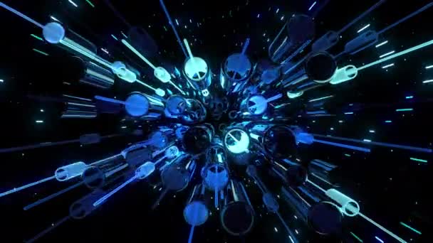 Digitale Visuelle Animation Mit Satellitenpuls Nahtlose Abstrakte Farbige Geometrische Effekte Videoclip