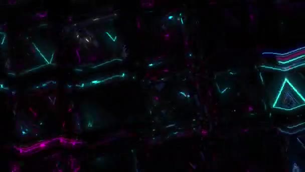 Неоновая Пульсирующая Цифровая Визуальная Анимация Цикл Бесшовных Абстрактных Цветных Геометрических — стоковое видео