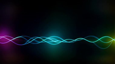 Siyah arkaplan üzerindeki ses soyut çizgileri dalgası 