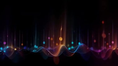Siyah arkaplan üzerindeki ses soyut çizgileri dalgası 