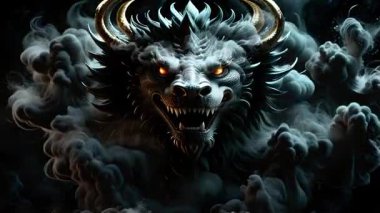 Ejderha suratının dumanlı 3D çizimi