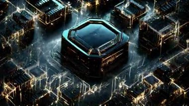 Parlak neon çizgileri olan fütürist bilim kurgu arkaplanı 