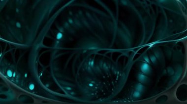 Organik, sıvı şekilli, derin mavi bir tünelin soyut arka planı