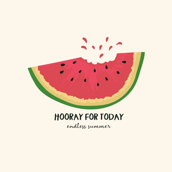 Handritad Vattenmelon Illustration Med Slogan — Stock vektor