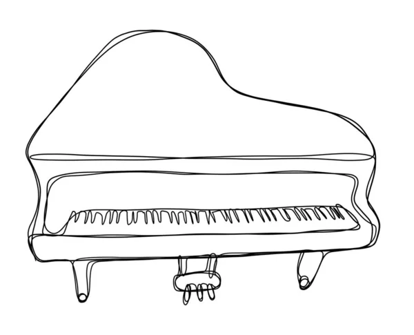 Beyaz Bir Arkaplan Üzerinde Piyano Çizimi Düzgün Sürekli Bir Çizgi — Stok fotoğraf