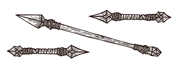 Spear Daggers White Background Hand Drawn Black White Stylization Weapons — Stock Photo, Image