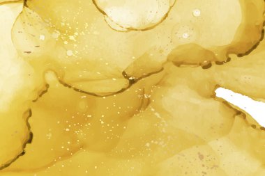 Modern suluboya arkaplan veya zarif kart tasarımı veya soyut sarı mürekkep dalgaları ve altın lekeli duvar kağıdı veya poster.