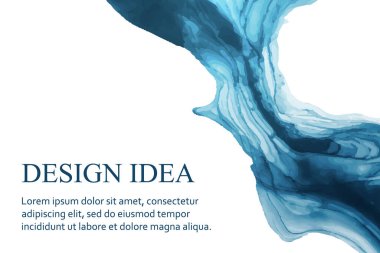 Modern suluboya arkaplan veya zarif kart tasarımı veya soyut mavi mürekkep dalgalı duvar kağıdı veya poster.