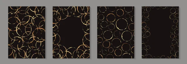 Ensemble Modèles Fond Noir Avec Des Cercles Peinture Dorés — Image vectorielle