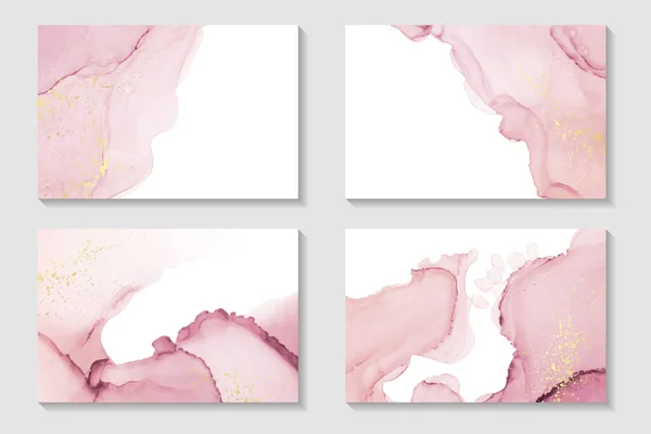 Set Van Waterverf Achtergronden Behang Poster Met Abstracte Roze Inkt — Stockvector