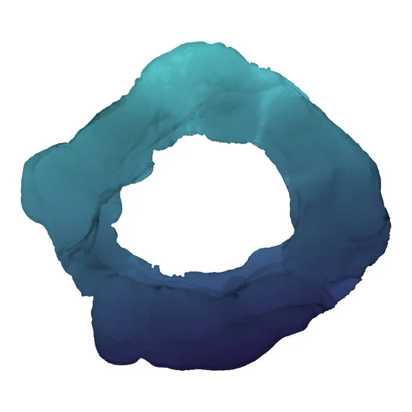 Υδατογραφία Τιρκουάζ Πλαίσιο Κύκλο Από Μελάνι Χρώμα — Διανυσματικό Αρχείο