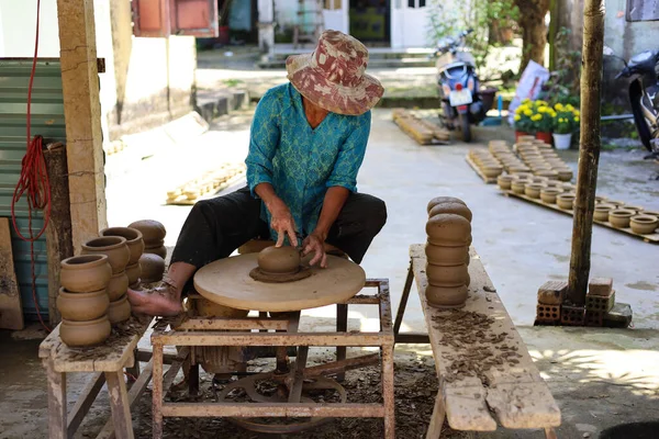 stock image Woman potter making fresh pots in Vietnam.