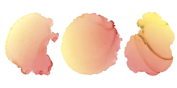 Акварель Абстрактні Жовті Червоні Чорнила Кола Плями Або Краплі Фарби — стоковий вектор