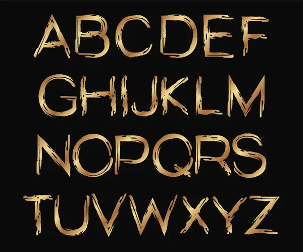 Набор Золотых Гранж Писем Украшения Поздравительных Открыток Текстов — стоковый вектор