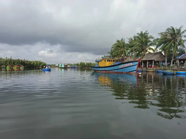 Río Vietnam Barcos Palmeras —  Fotos de Stock