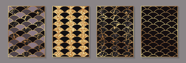 Modern luxury elegant backgrounds design with golden circles and glitter in chinese or asian style.