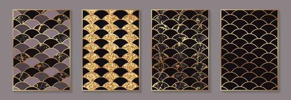 Modern Luxury Elegant Backgrounds Design Golden Circles Glitter Chinese Asian — Stock Vector