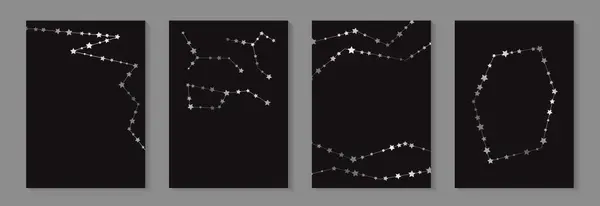 인증서 검은색 배경에 별자리와 덮개를위한 기하학적 초대장 디자인 템플릿 — 스톡 벡터