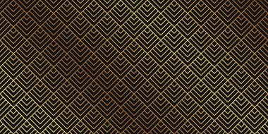 Sanat deco tarzında altın çizgileri ve eşkenar dörtgenleri olan modern geometrik lüks siyah arkaplan.