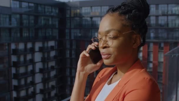 Businesswoman Job Call Woman Talking Phone — Wideo stockowe