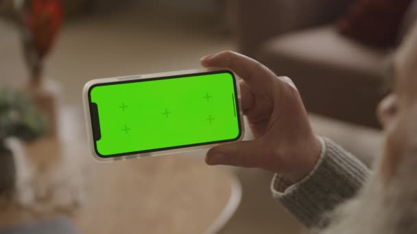 Prensa Individual Clic Toque Centro Pantalla Verde Horizontal Smartphone Por — Vídeos de Stock