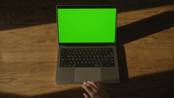 Πατήστε Χέρι Space Bar Κλειδί Για Την Πράσινη Οθόνη Laptop — Αρχείο Βίντεο
