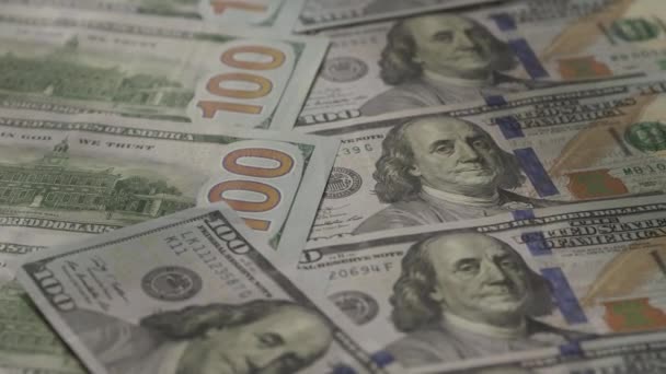 Überfliegen Des Bargeldes 100 Dollar Schein Währung Aus Nächster Nähe — Stockvideo