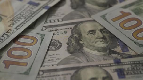 Dollaro Contanti Centinaio Banconote Vicino Sorvolando Soldi Degli Stati Uniti — Video Stock