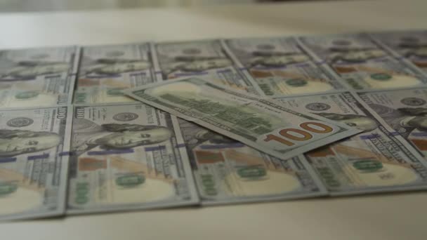 Umschwenken Bargeld Hundert Dollar Scheinen Umkreisen Die Währung Aus Nächster — Stockvideo