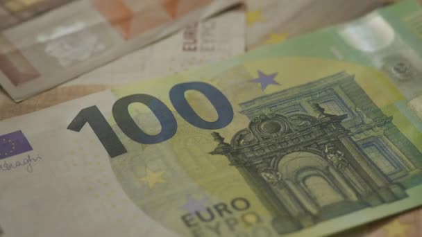 Avro Parası 100 Banknotta Para Birimi Zleme Masasında Vuruldu — Stok video